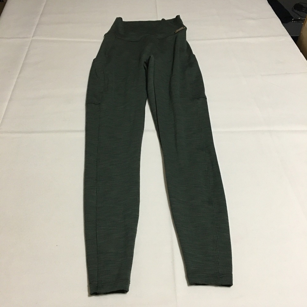 Bombshell Sportswear Leggings Small Dark Green High Waist Ribbed Pockets